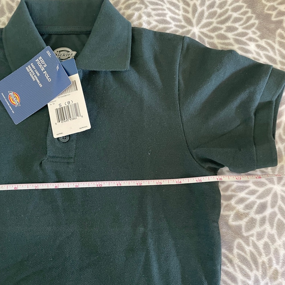 NWT Dickies Kids Pique Polo sz Small Shirt Hunter Green Short Sleeve 8/10 Casual - Picture 4 of 7